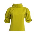 Puff Blouse with Collar in Lime Cotton