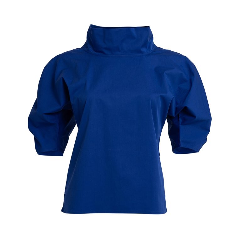 Puff Blouse with Collar in Blue