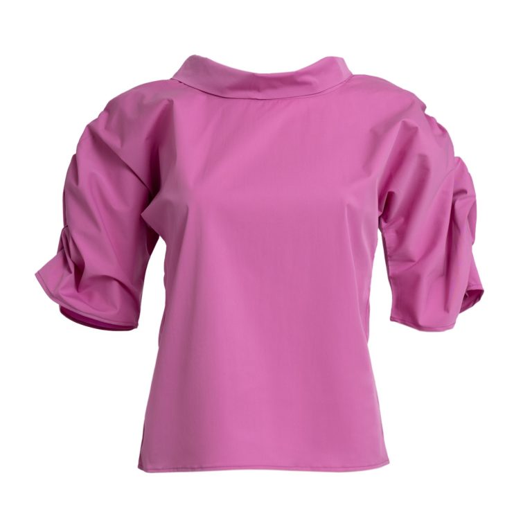 Puff Blouse with Collar in Pink