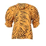 Puff Blouse with Collar Animal Print