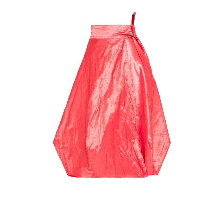 Wrapped Skirt in Red Wrinkled Taffeta