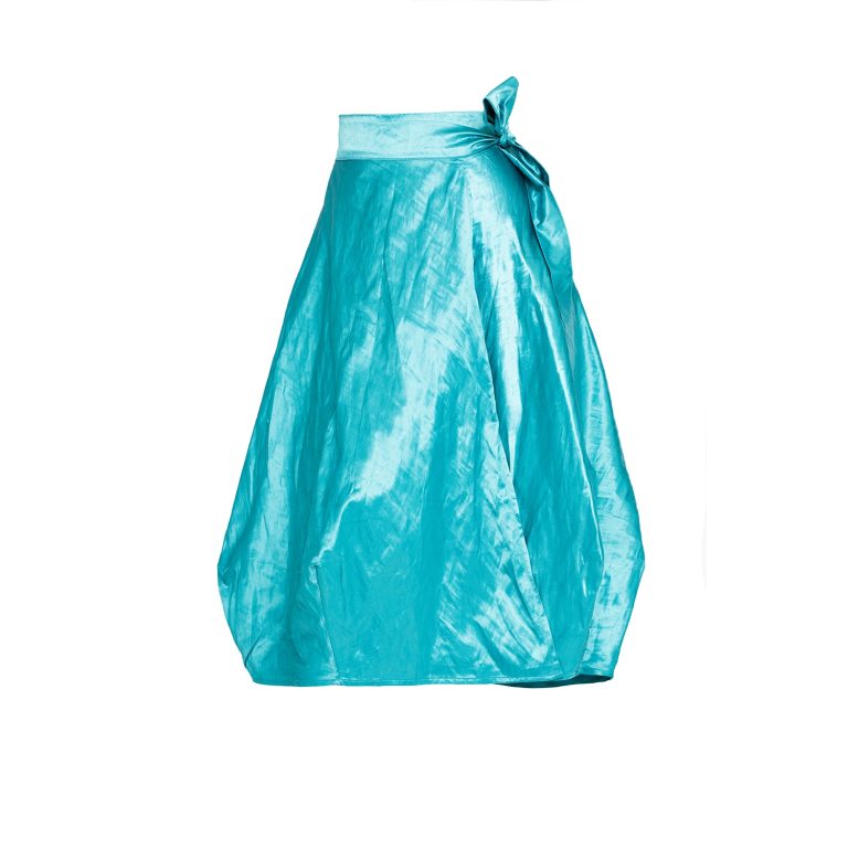 Wrapped Skirt in Aqua Wrinkled Taffeta