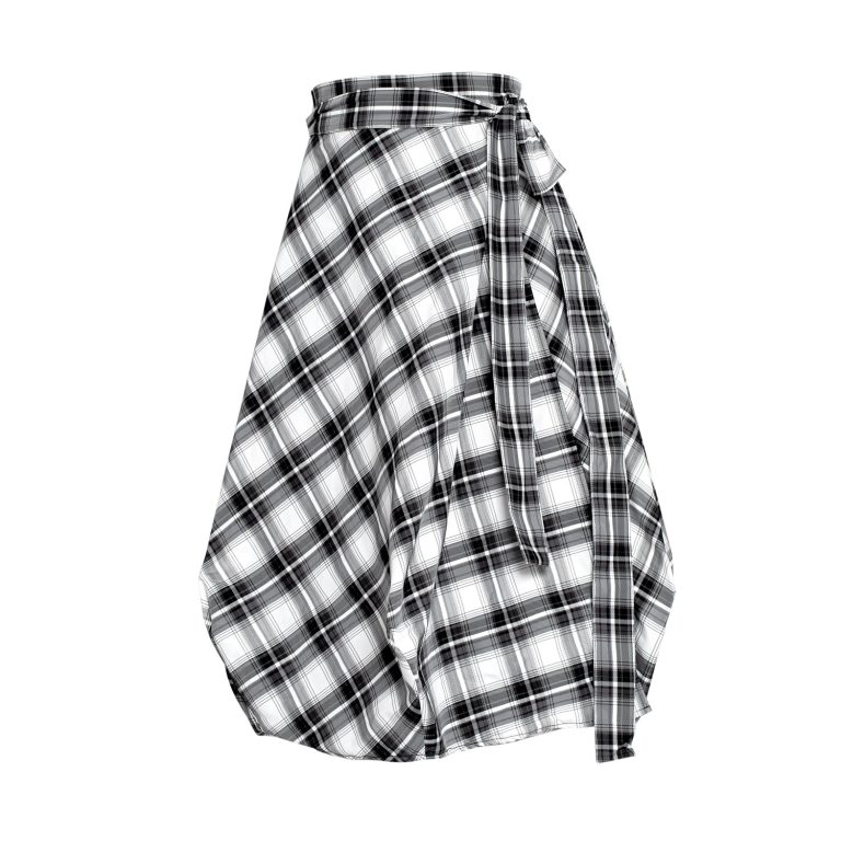 Wrapped Skirt in White Tartan