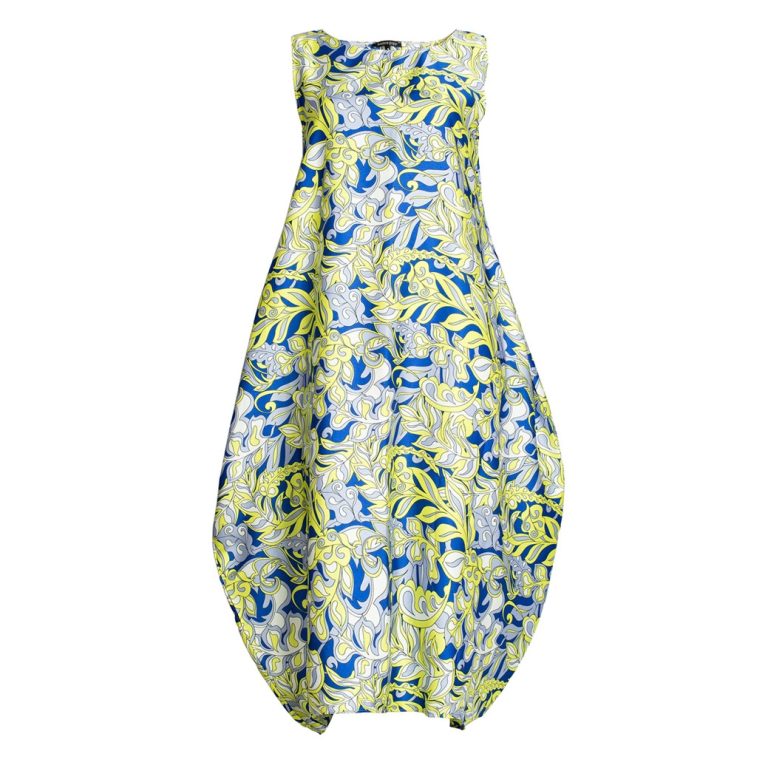 Semiballoon Dress in Blue and Yellow