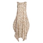 Semiballoon Dress in Beige and White