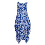 Semiballoon Dress in Blue and White