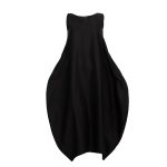 Semiballoon Dress in Black Cotton