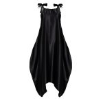 Semiballoon Dress with Ribbons in Black