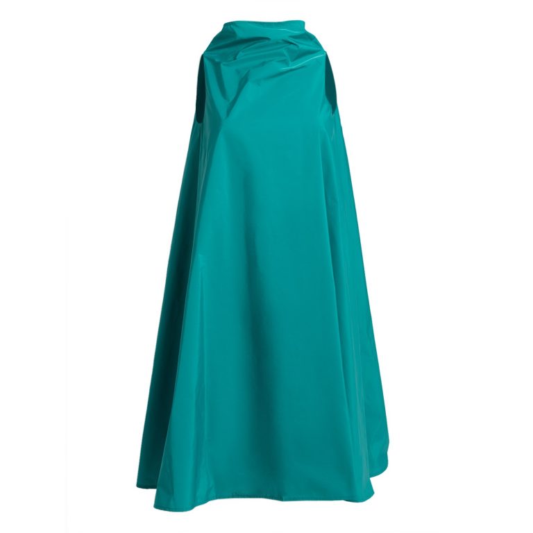 Bell Dress Short in Green Taffeta