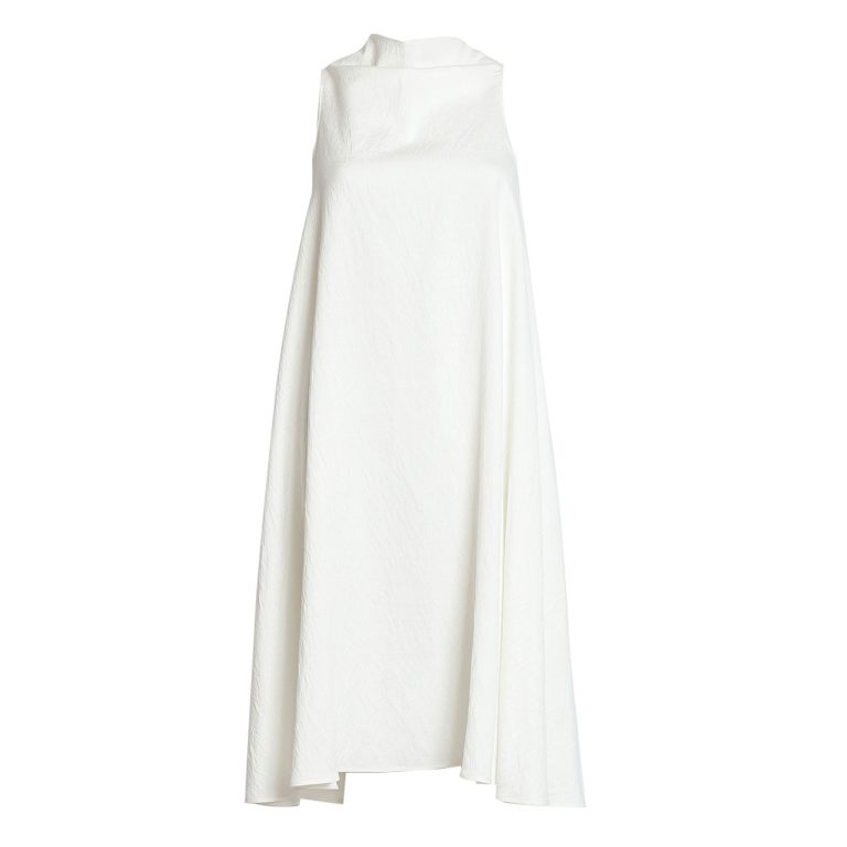 Bell Dress Short in White Linen