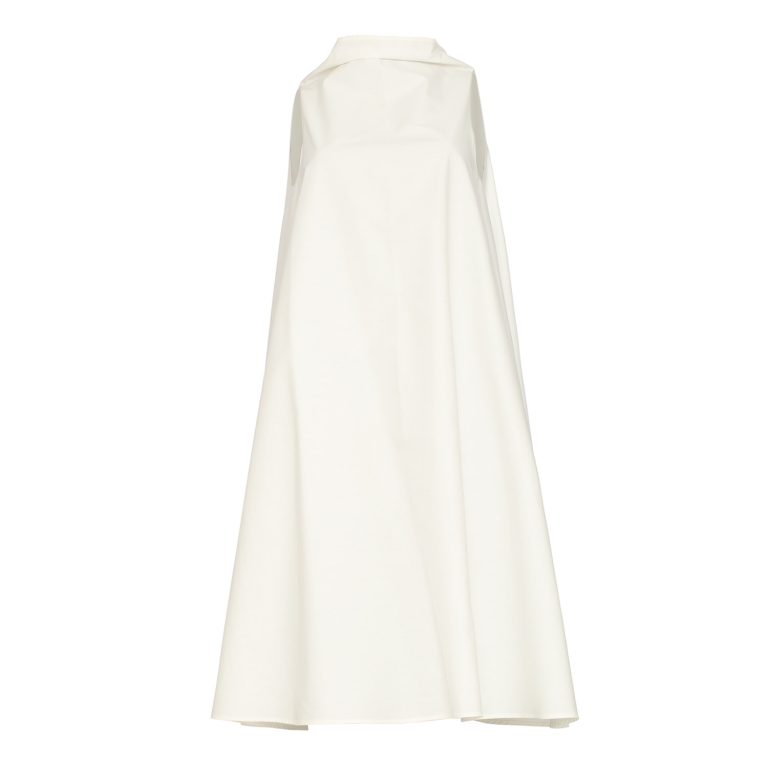 Bell Dress Short in White Cotton