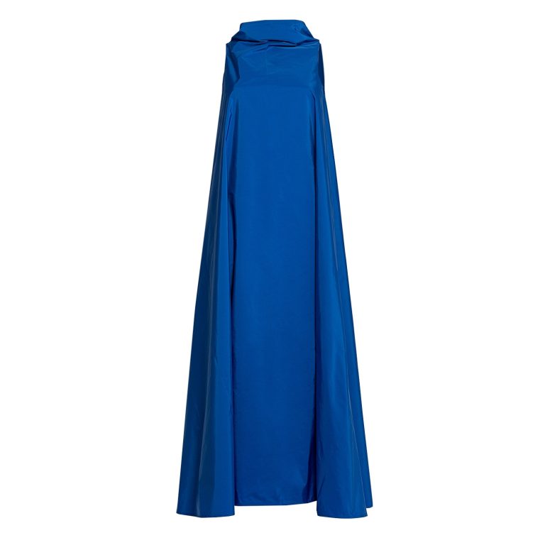 Bell Dress Long in Blue Taffeta