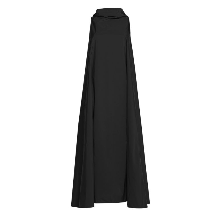 Bell Dress Long in Black Taffeta