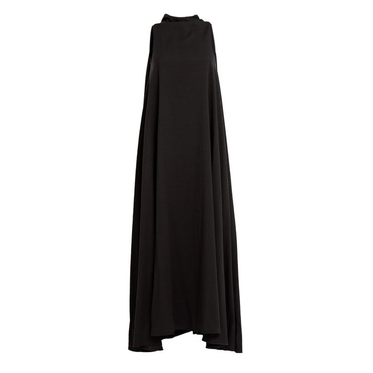 Bell Dress Long in Black Linen