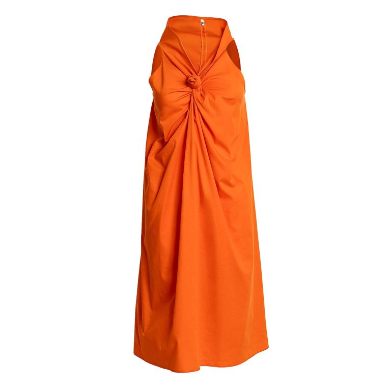 Rosebud Dress in Orange Cotton