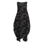 Semiballoon Dress in Black with Small White Print
