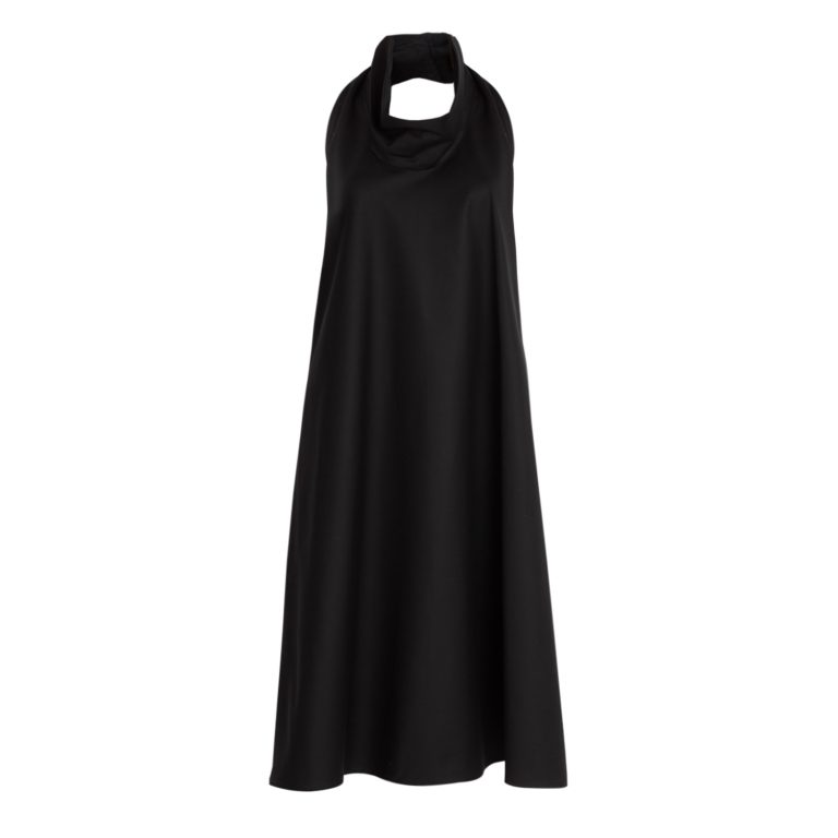 Bareback Dress in Black Cotton