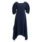 Puff Dress with Flaps in Navy