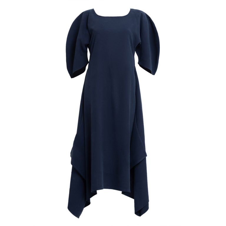 Puff Dress with Flaps in Navy