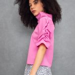 Puff Blouse with Collar in Pink