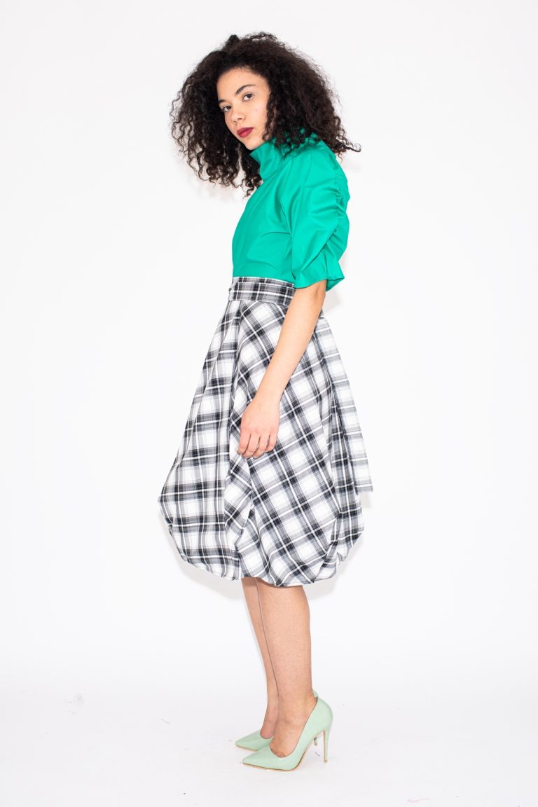 Wrapped Skirt in White Tartan