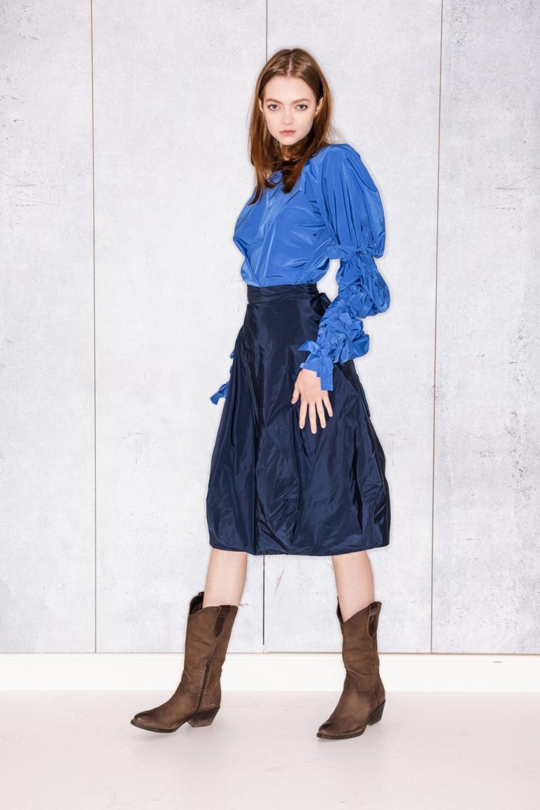 Wrapped Skirt in Navy Taffeta