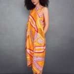 Semiballoon Dress in Orange Geometry
