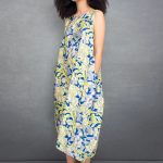 Semiballoon Dress in Blue and Yellow