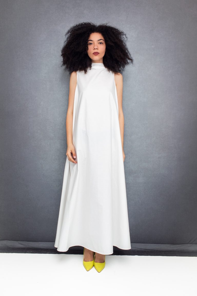 Bell Dress Long In White Cotton