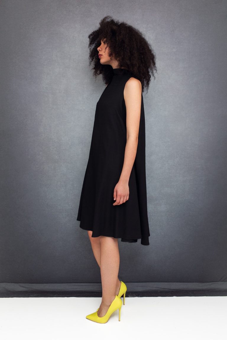 Bell Dress Short in Black Cotton