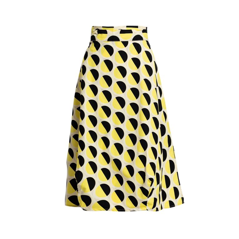 Wrapped Skirt in Yellow Dots Cotton