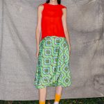 Wrapped Skirt in Green and Orange Flowers