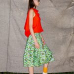 Wrapped Skirt in Green and Orange Flowers