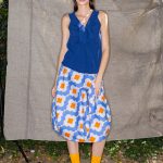 Wrapped Skirt in Blue and Orange Flowers