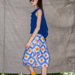 Wrapped Skirt in Blue and Orange Flowers