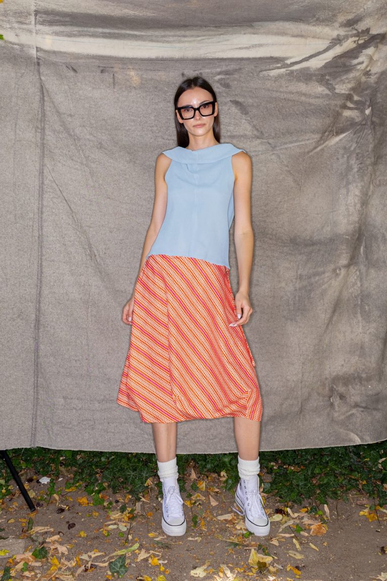 Wrapped Skirt in Small Orange Dots