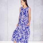 Semiballoon Dress in Blue and White