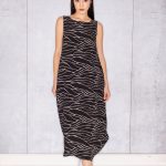 Semiballoon Dress in Black with Small White Print