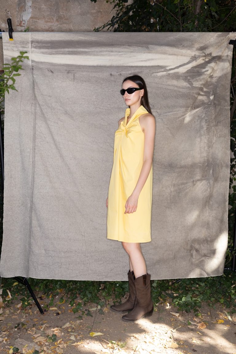 Rosebud Dress in Yellow Cotton