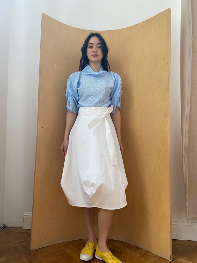 Wrapped Skirt in White Cotton