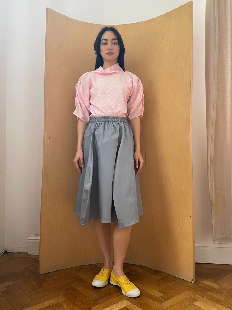 Tulip Skirt Short in Grey Cotton
