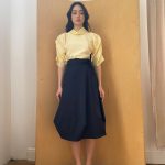 Wrapped Skirt in Dark Navy Cotton