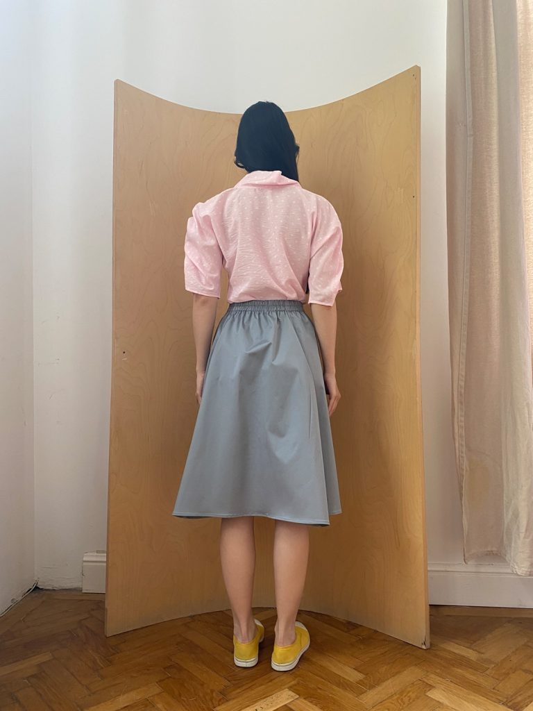 Tulip Skirt Short in Grey Cotton