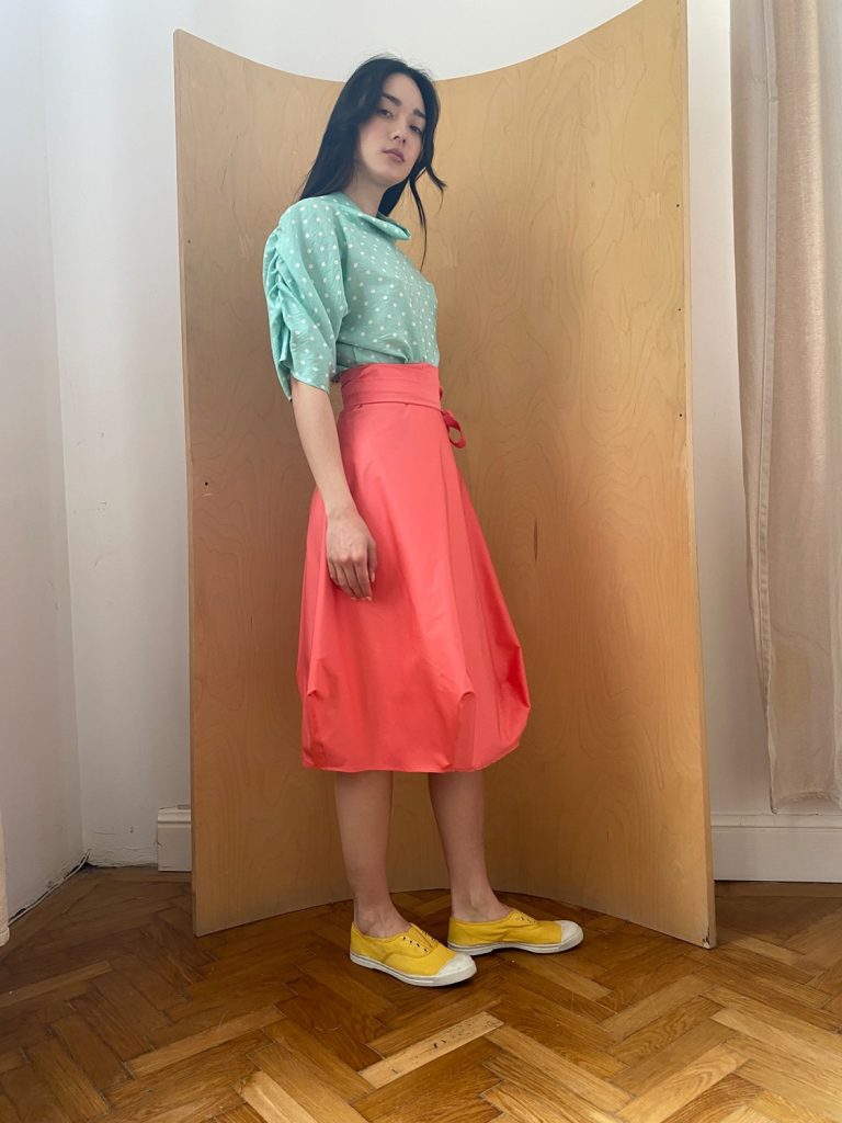 Wrapped Skirt in Salmon Cotton