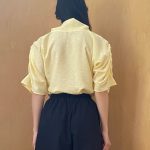 Puff Blouse with Collar in Yellow Dotted Viscose