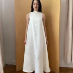 Rochie Ileana lungă din in alb